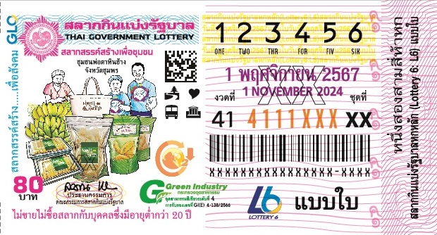 ตัวอย่างลอตเตอรี่งวดประจำวันที่ 1 พฤศจิกายน 2567